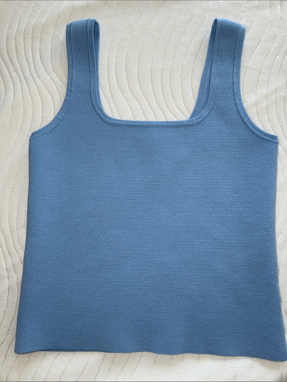 Express Baby Blue Square-Neck Knit Tank Top